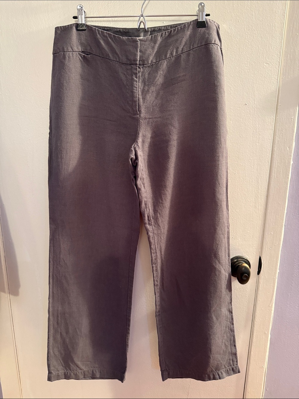 Eileen Fisher Petite Grayish-Brown Linen Pants